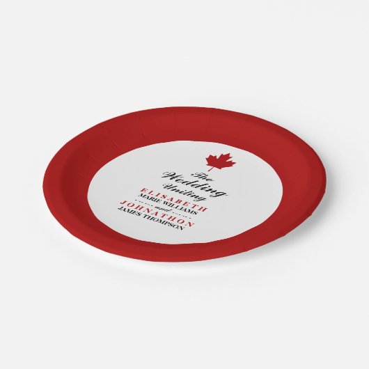 Kanadische Flagge Pappteller (Schrägansicht)