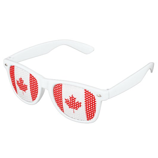 Kanadische Flagge Red Maple Leaf Patriotic Partybrille (Schrägansicht)