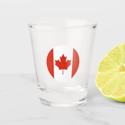 Kanadische Flagge - Rot-Weiß-Runde Schnapsglas (Vorderseite)
