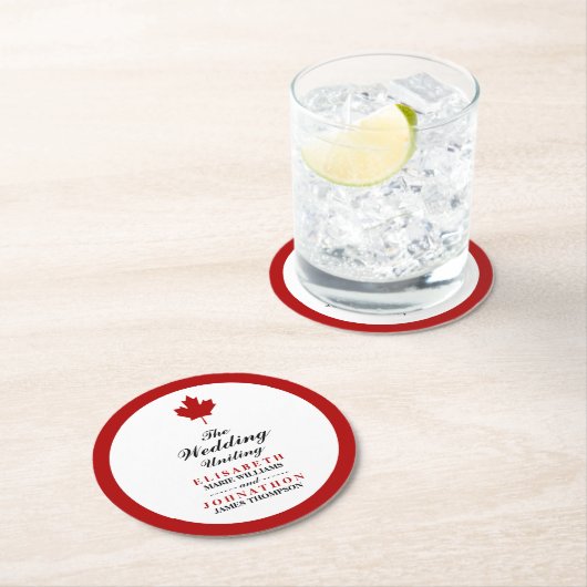 Kanadische Flagge Runder Pappuntersetzer (Vor Ort)
