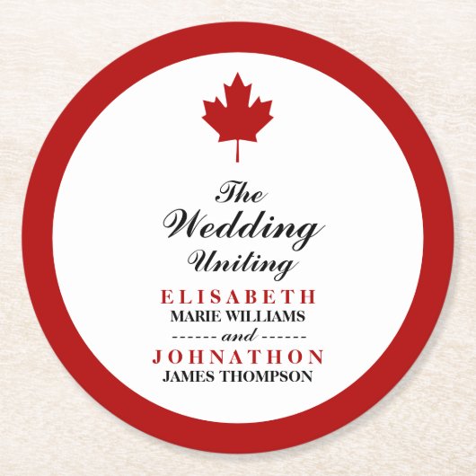 Kanadische Flagge Runder Pappuntersetzer (Vorderseite)