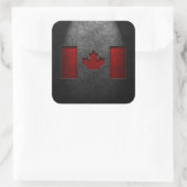 Kanadische Flagge Stone Textur Quadratischer Aufkleber (Tasche)