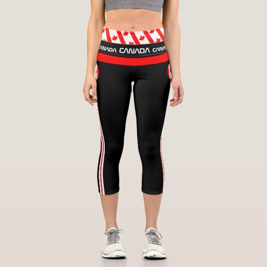 Kanadische Flagge überprüft und kanadische Sportar Capri Leggings (Vorderseite)