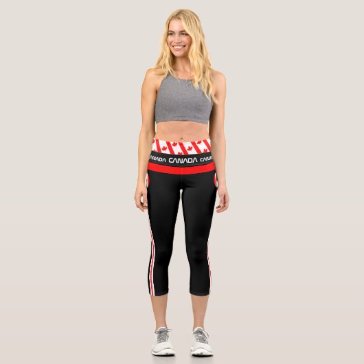 Kanadische Flagge überprüft und kanadische Sportar Capri Leggings (Vorderseite)