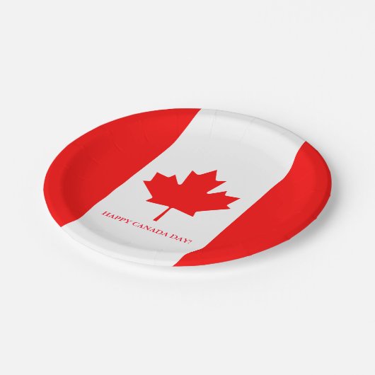 Kanadische Flaggen-Papier-Party-Teller für Kanada- Pappteller (Schrägansicht)