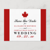 Kanadische Flaggenhochzeit speichert das Datum Ankündigungspostkarte (Vorderseite)