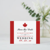 Kanadische Flaggenhochzeit speichert das Datum Ankündigungspostkarte (Stehend Vorderseite)
