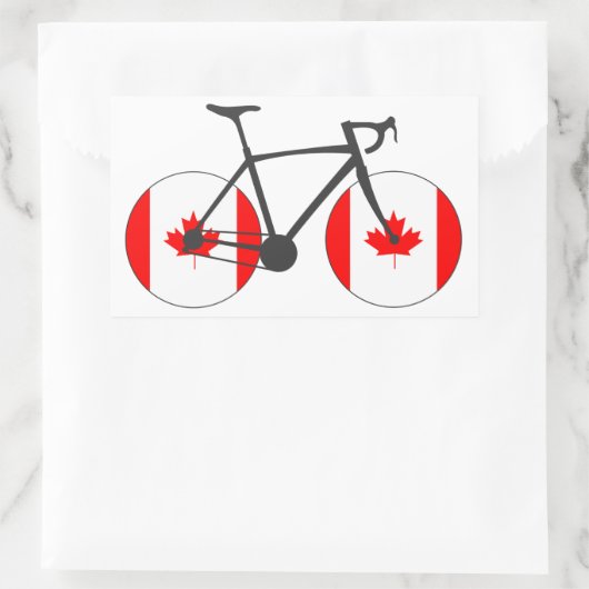 Kanadische Flaggenradfahren Rechteckiger Aufkleber (Tasche)