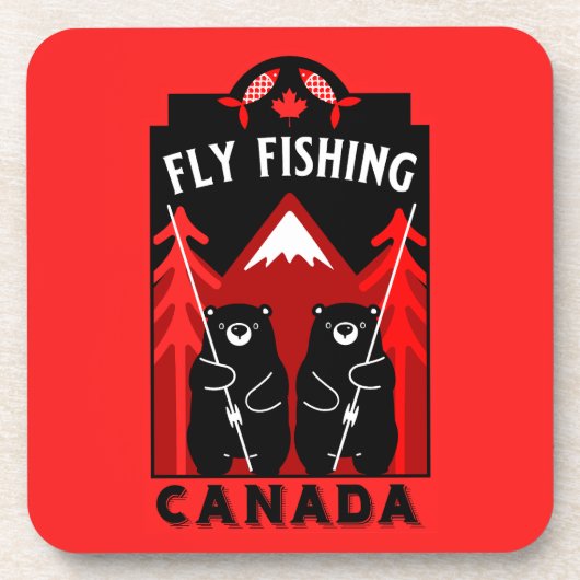kanadische Fliegenfischgeschenke Getränkeuntersetzer (Vorderseite)