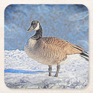 Kanadische Gans im Schnee Rechteckiger Pappuntersetzer