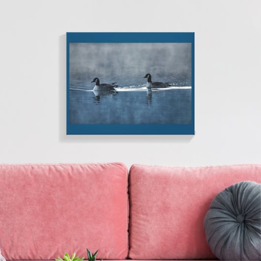 Kanadische Gänse am Canvas-See Print Leinwanddruck (Insitu (Wohnzimmer))