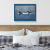 Kanadische Gänse am Canvas-See Print Leinwanddruck (Insitu (Schlafzimmer))