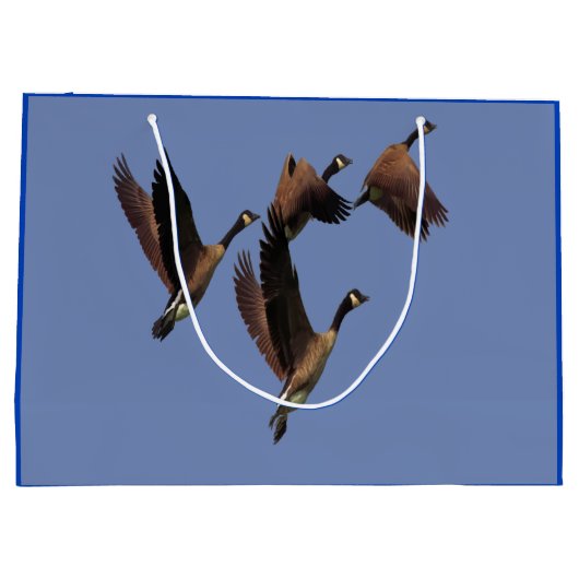 Kanadische Gänse, die in einer Herde fliegen, entw Große Geschenktüte (Rückseite)