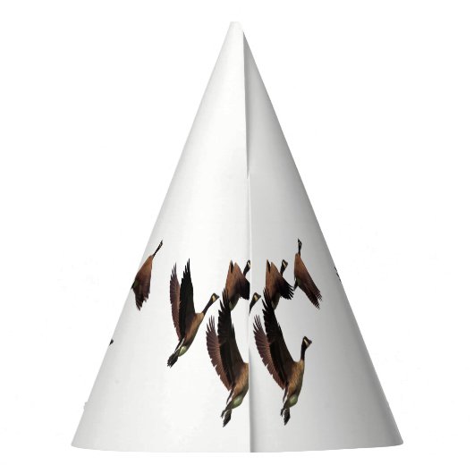 Kanadische Gänse, die in einer Herde fliegen, entw Partyhütchen (Rückseite)