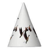 Kanadische Gänse, die in einer Herde fliegen, entw Partyhütchen (Rechts)