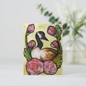 Kanadische Gänse Kanadische Gänse Gänse Rosa Blume Postkarte (Stehend Vorderseite)