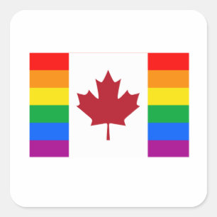 KANADISCHE GAY PRIDE-FLAGGE QUADRATISCHER AUFKLEBER