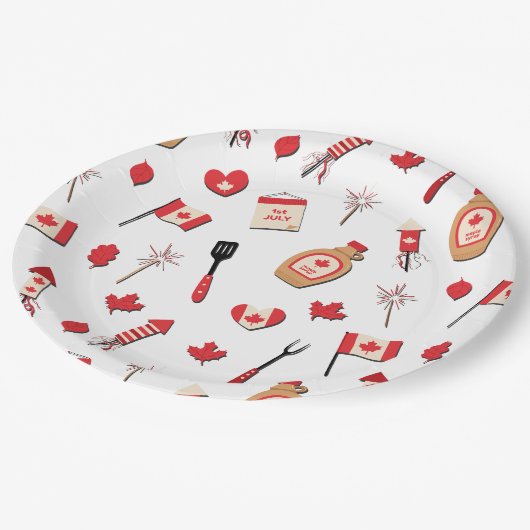 Kanadische GRILLEN am kanadischen Tag Pappteller (Schrägansicht)