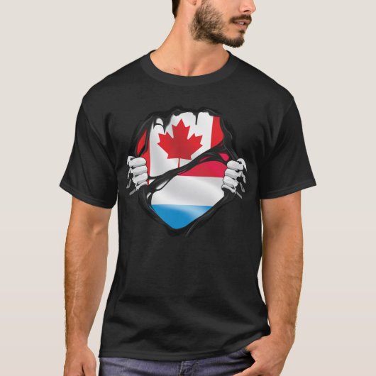 Kanadische Händlerflagge in Luxemburg T-Shirt (Vorderseite)