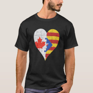Kanadische Katalanische Flagge Herz T-Shirt