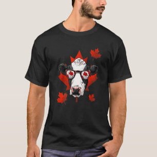 Kanadische Kuh Ahornblatt Patriotische Kanada-Flag T-Shirt