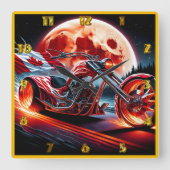 Kanadische Motorradfahrten unter einem glühenden M Quadratische Wanduhr (Vorderseite)