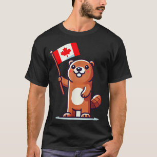 Kanadische Murmeltierflagge Lustiger Urlaub Sommer T-Shirt