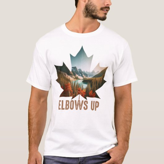 Kanadische Rockies Maple Leaf Elbows auf T-Shirt (Vorderseite)
