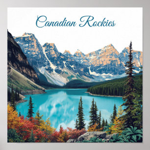 Kanadische Rocky Mountains Reiseplakat im WPA-Stil Poster