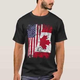 Kanadische Roots Half-Amerikanische Flagge Kanada T-Shirt