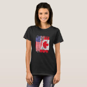 Kanadische Roots Half-Amerikanische Flagge Kanada T-Shirt (Vorne ganz)