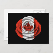 Kanadische Rose Flag auf schwarz Postkarte (Vorne/Hinten)