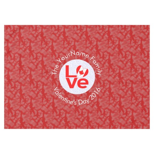 Kanadische Rote LIEBE Flag Personalisiert Tischdecke (Vorderseite (Horizontal))