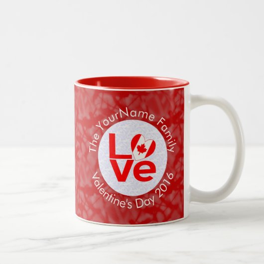 Kanadische Rote LIEBE Flag Personalisiert Zweifarbige Tasse (Rechts)