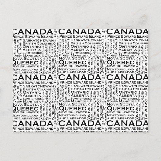 Kanadische Staaten und Städte Postkarte (Vorderseite)