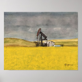 KANADISCHE SZENE: ALBERTA PRAIRIES WATERCOLOR POSTER