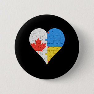 Kanadische ukrainische Flagge Herz Kanada Ukraine Button