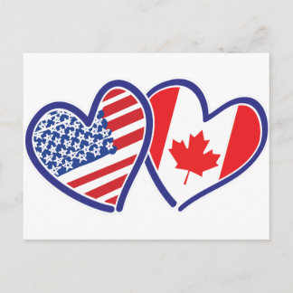 Kanadische und amerikanische Flaggenhörer Postkarte