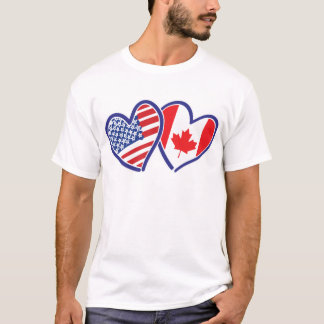 Kanadische und amerikanische Flaggenhörer T-Shirt