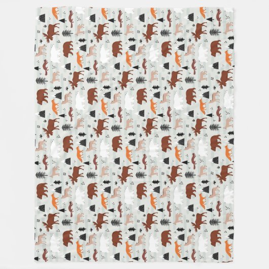 Kanadische Wildtiere Muster Elche Bären Fox Wolf Fleecedecke (Vorderseite)