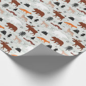 Kanadische Wildtiere Muster Elche Bären Fox Wolf Geschenkpapier (Ecke)