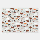 Kanadische Wildtiere Muster Elche Bären Fox Wolf Geschenkpapier Set (Vorderseite 3)