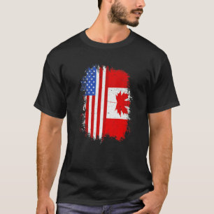 Kanadische Wurzeln Halb Amerikanische Flagge Kanad T-Shirt