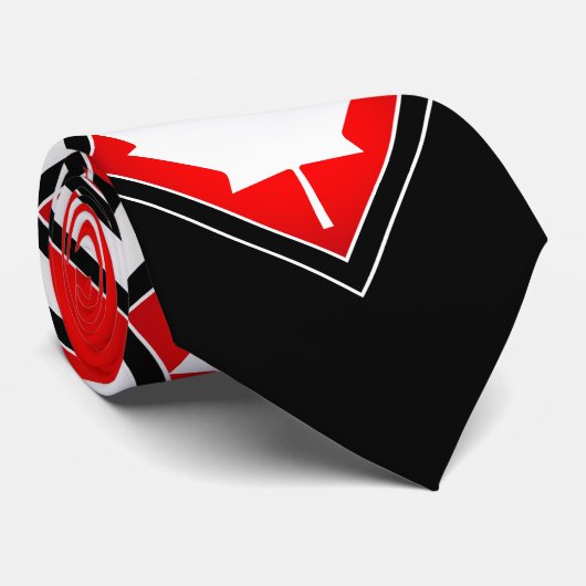 Kanadischer Ahorn auf Schwarz-weißem Rot Krawatte (Gerollt)