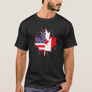 Kanadischer Ahornleaf USA Flag Kanada Tag für Männ T-Shirt