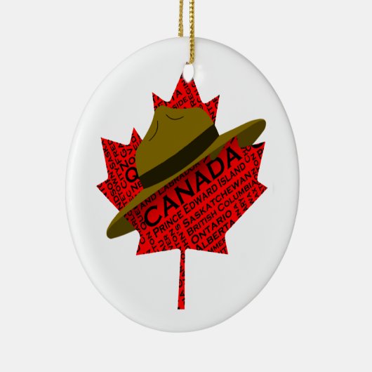 Kanadischer Berghut auf Red Maple Leaf Keramik Ornament (Rechts)
