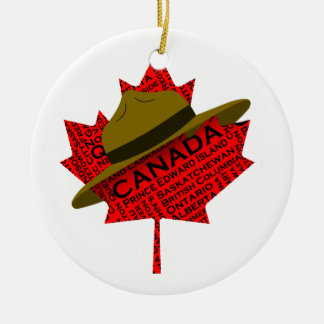Kanadischer Berghut auf Red Maple Leaf Keramik Ornament