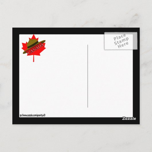 Kanadischer Berghut auf Red Maple Leaf Postkarte (Rückseite)