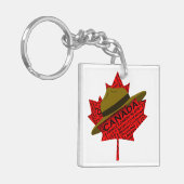 Kanadischer Berghut auf Red Maple Leaf Schlüsselanhänger (Vorderseite links)