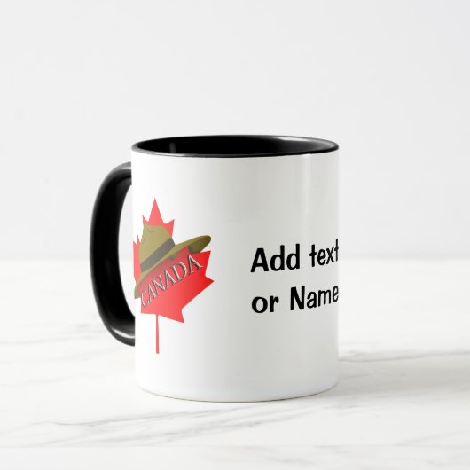 Kanadischer Berghut auf Red Maple Leaf Tasse (Vorderseite Links)